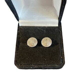 Sterling Silver Halo Earrings with Diamond Accents